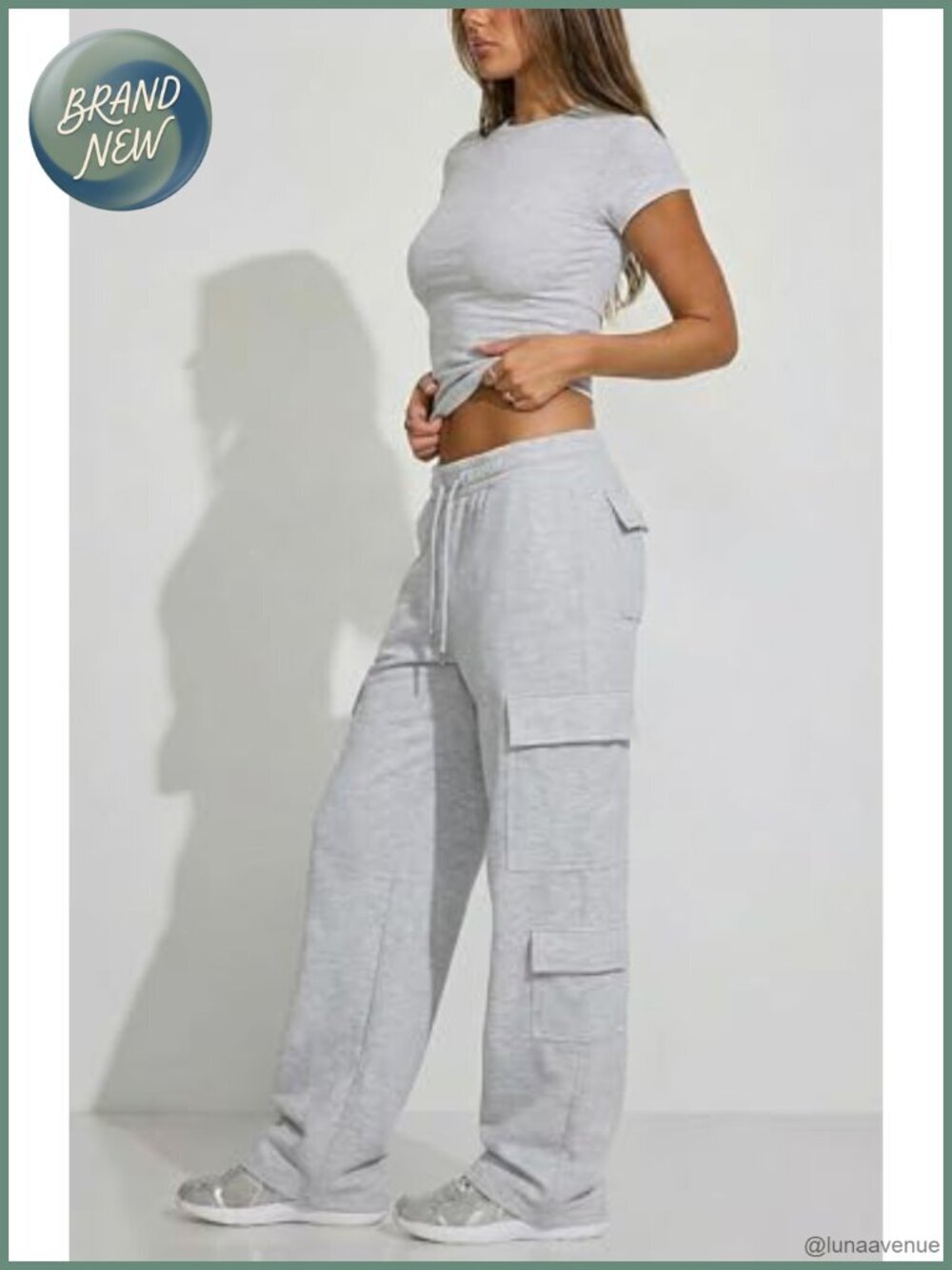 Womens Wide Leg Fleece Cargo Sweatpants Y2K Streetwear Pockets - Picture 4 of 6